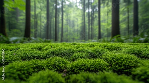 Closeup on fresh green moss in the forest