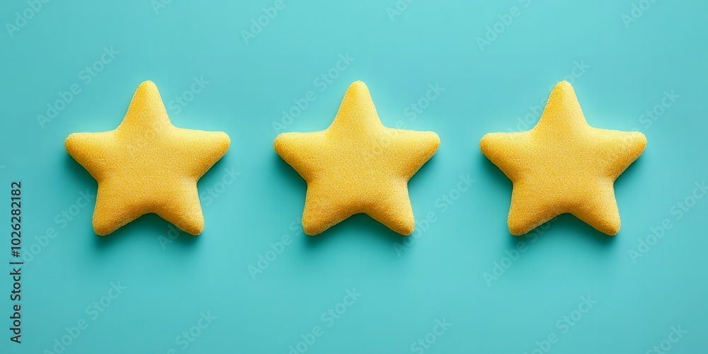 Three yellow stars on a blue background Three yellow stars on a blue background