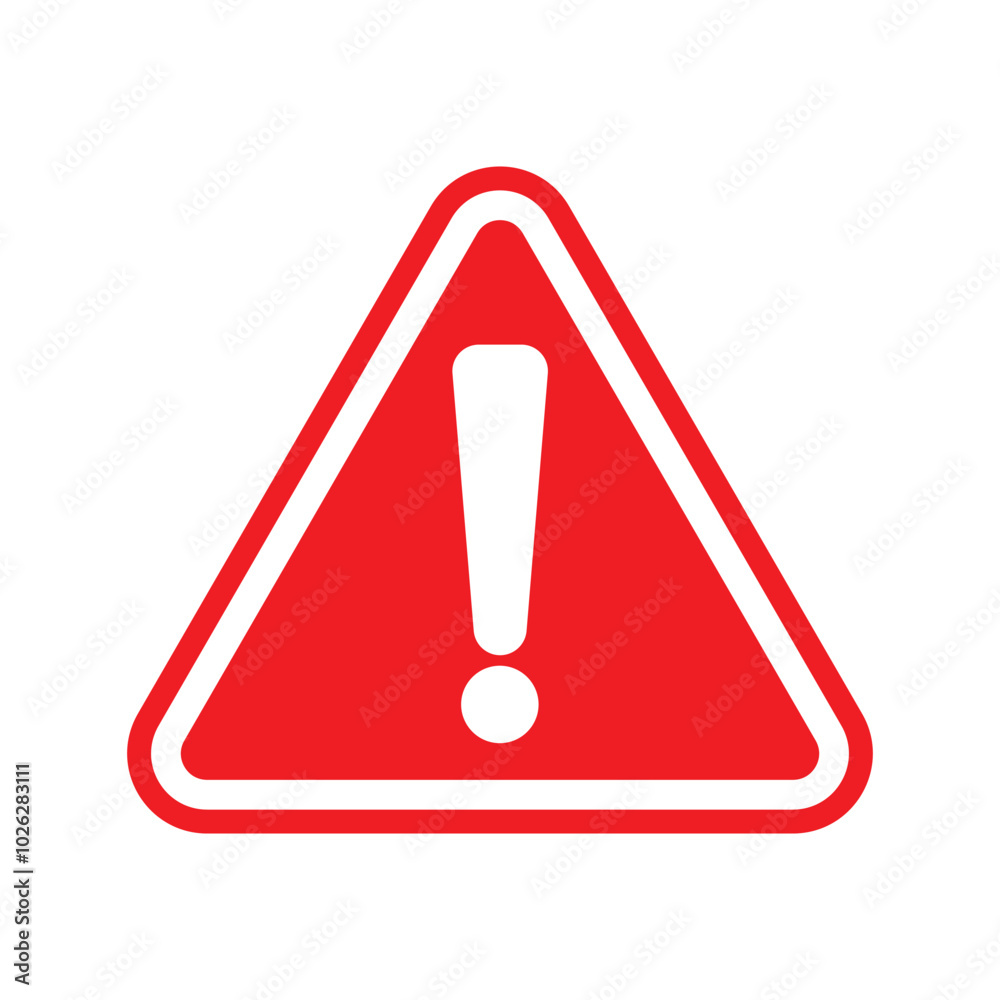 warning icon, white exclamation mark (sign) on red triangle sign. Vector. warning icon, white exclamation mark (sign) on red triangle sign. Vector.