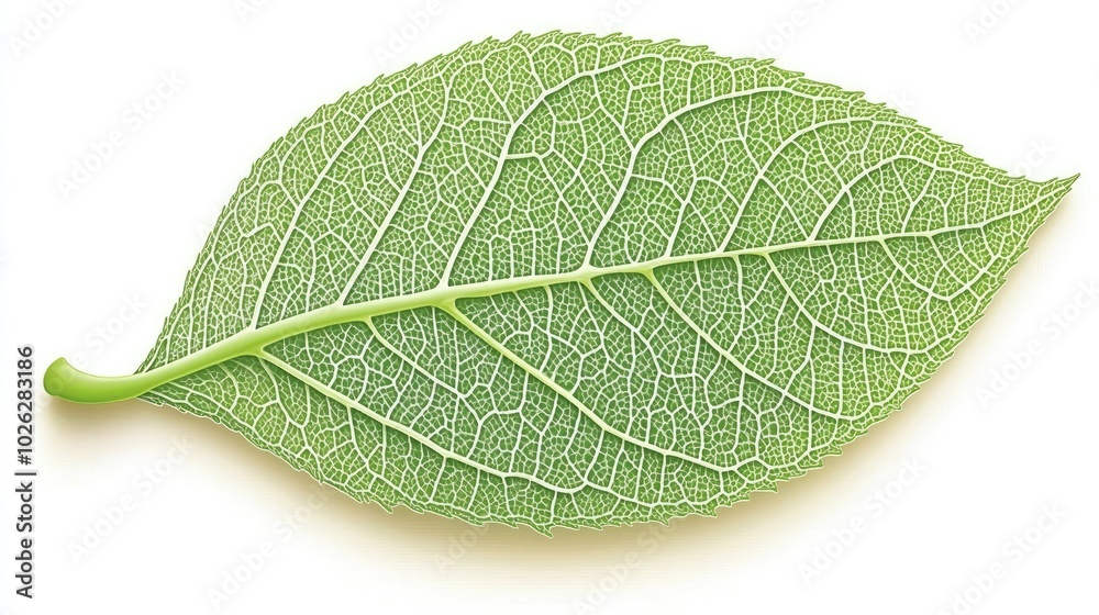 Obraz premium A vibrant, green leaf background with intricate textures and natural lighting, showcasing the beauty of nature in its simplest form.