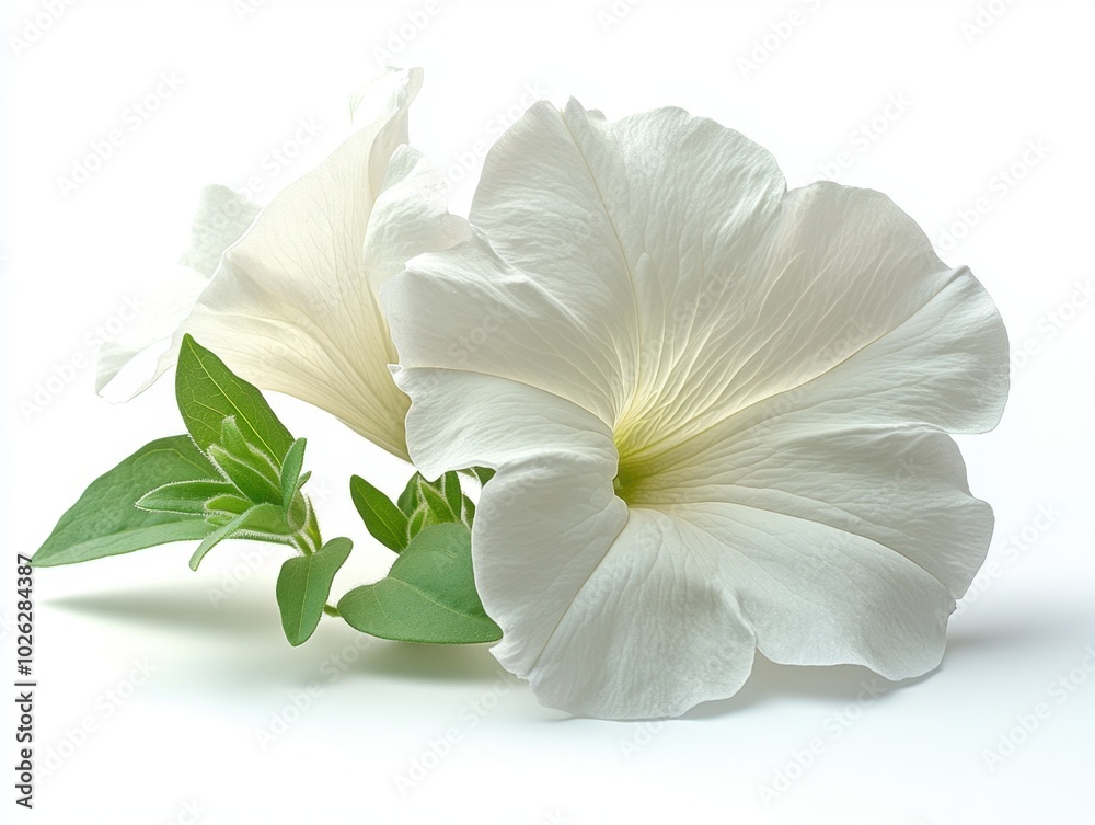 custom made wallpaper toronto digitalA white petunia bloom with smooth petals and a gentle curve, isolated on white background 