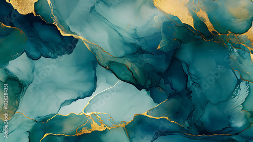 Wallpaper Mural Abstract teal and gold marble background. Torontodigital.ca