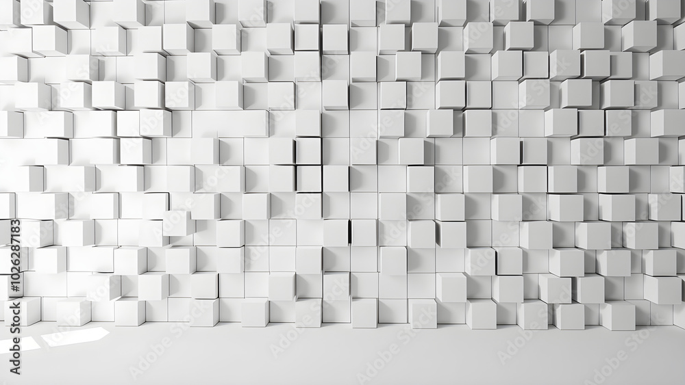 Minimalist 3D cube wall with shadows creating a layered effect, Generative AI Minimalist 3D cube wall with shadows creating a layered effect, Generative AI