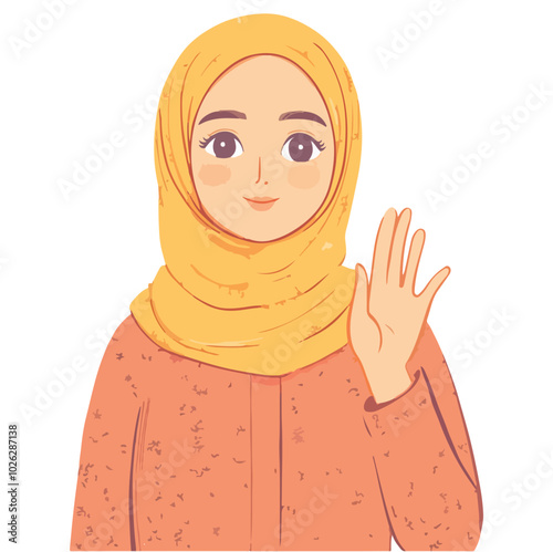 Cute hijab girl for style vector illustration