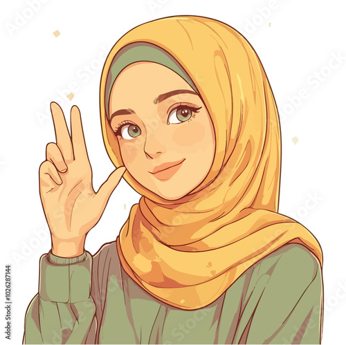 Cute hijab girl for style vector illustration