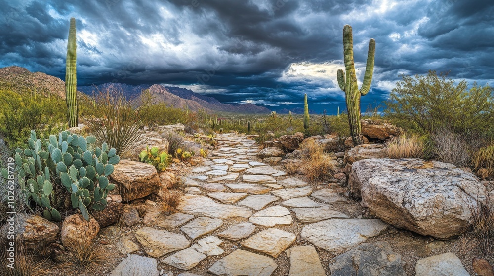 custom made wallpaper toronto digitalStone Path Winding Through a Desert Landscape with a Dramatic Cloudy Sky