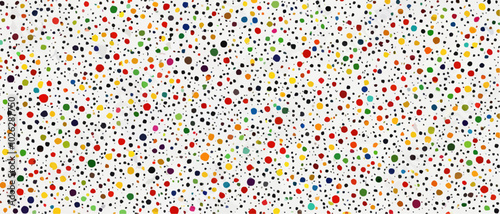 Bright and cheerful polka dots in a playful arrangement create a lively and fun atmosphere. Perfect for adding a touch of whimsy to designs, textiles, and party decorations. Colourful and energetic!