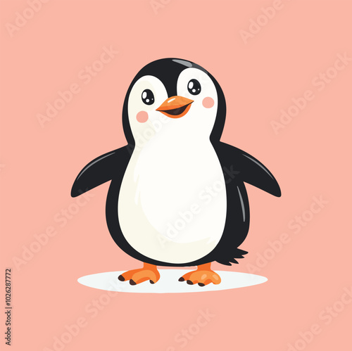 Cute Penguin cartoon in isolated background vector illustration photo