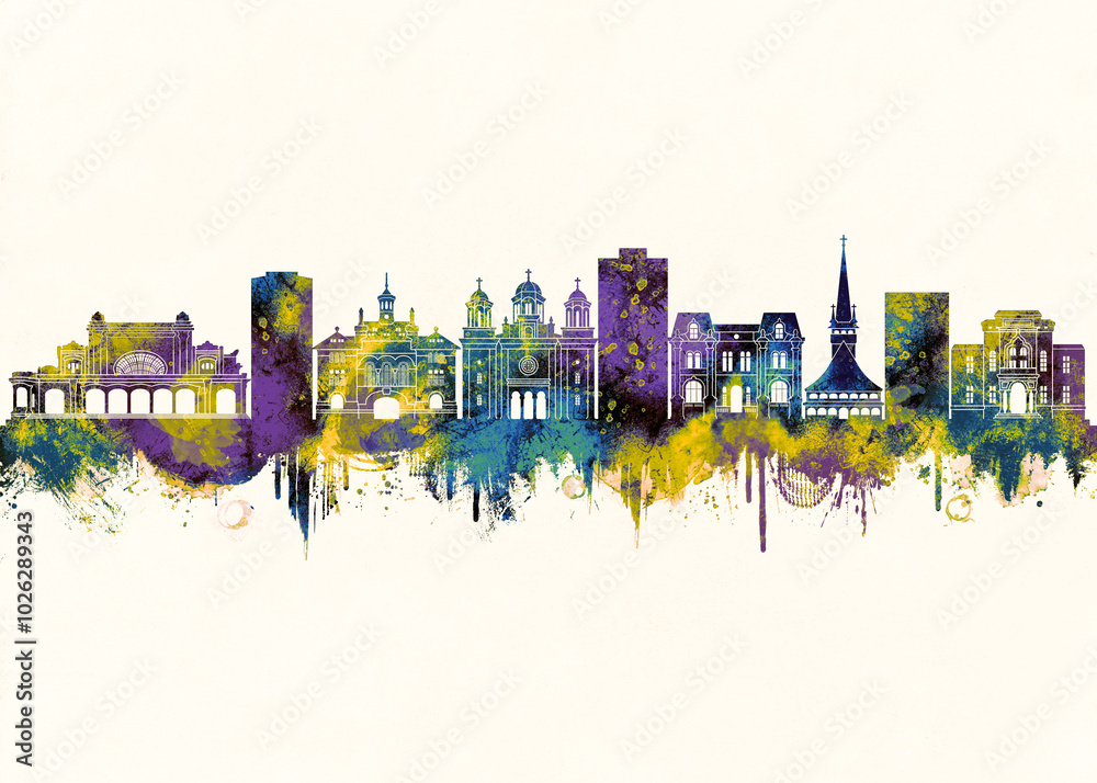 Obraz premium Constanța City Skyline. Cityscape Skyscraper Buildings Landscape City Downtown Abstract Landmarks Travel Background Modern Art Architecture Business View Building Corporate