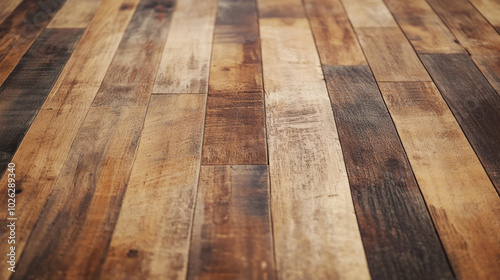 A wooden floor with a light brown color and dark brown color