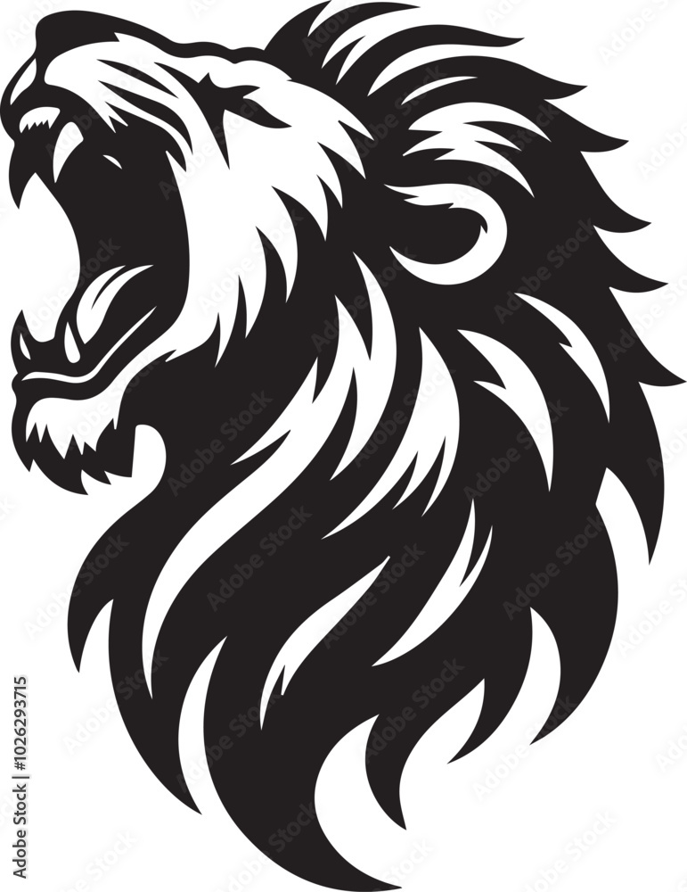 Lion roar silhouette black vector Lion roar silhouette black vector