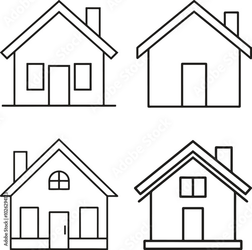 Set of home line icons, property, buying, renting, house, home. icon collection. business symbols