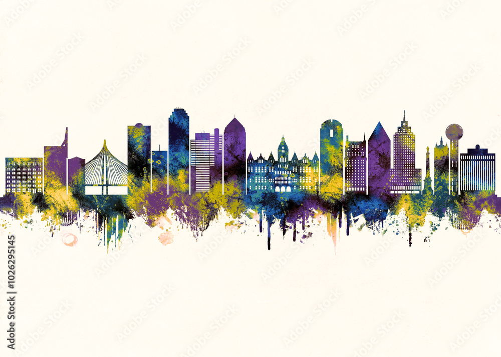Dallas City Skyline. Cityscape Skyscraper Buildings Landscape City Downtown Abstract Landmarks Travel Background Modern Art Architecture Business View Building Corporate