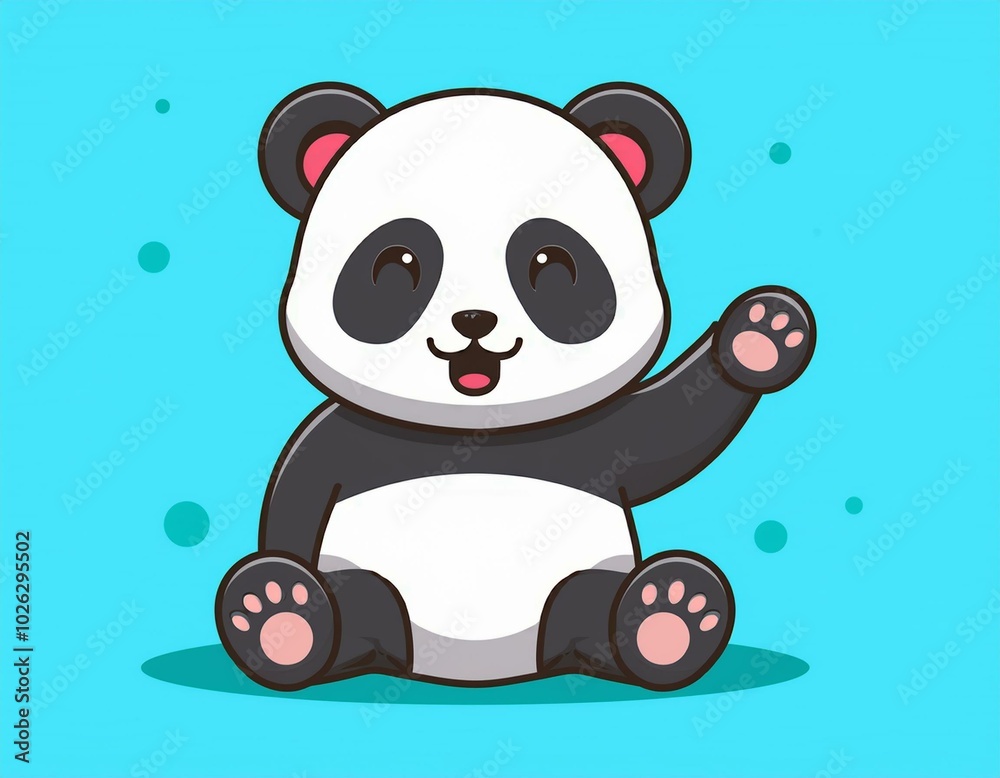 Cute panda waving paw Cartoon Vector Cute panda waving paw Cartoon Vector