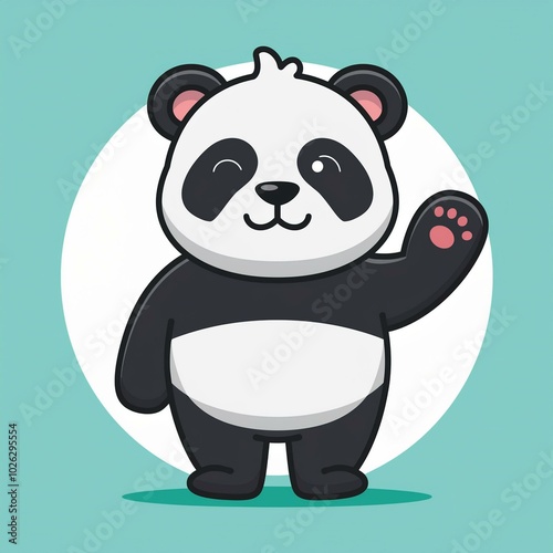 Cute panda waving paw Cartoon Vector