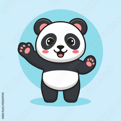 Cute panda waving paw Cartoon Vector