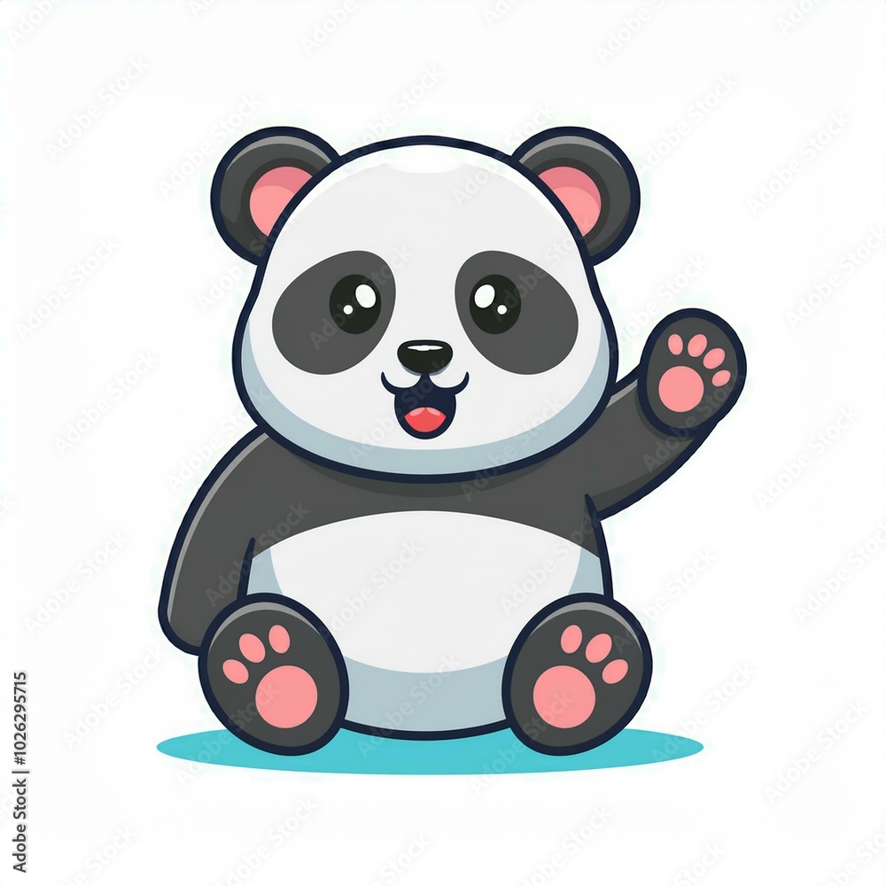 Cute panda waving paw Cartoon Vector Cute panda waving paw Cartoon Vector