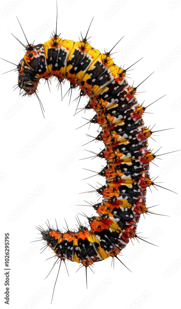 Fototapeta premium Colorful caterpillar with spikes