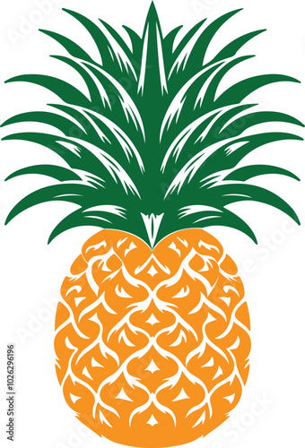 Pineapple Vector Art illustration on white Background