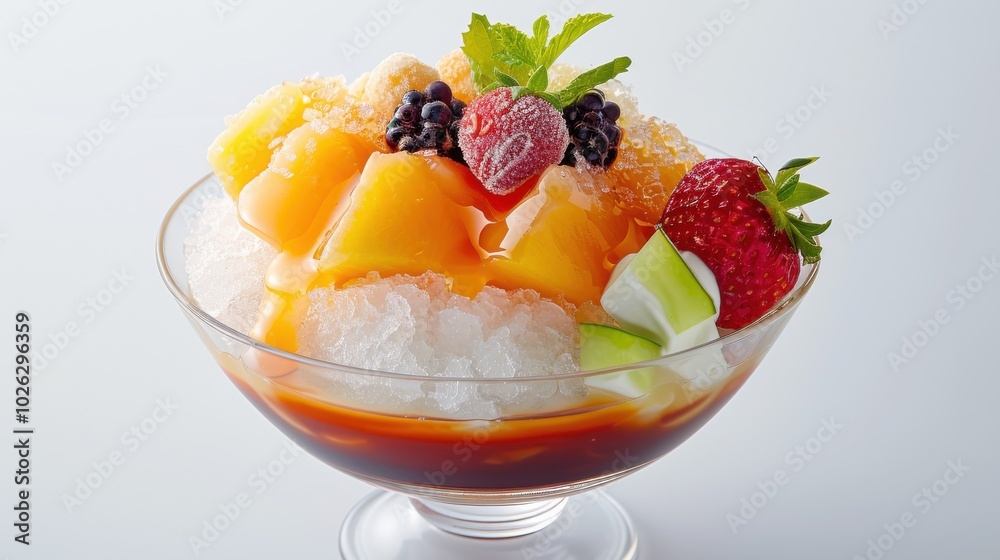 Fresh Mixed Fruit Salad on White Plate