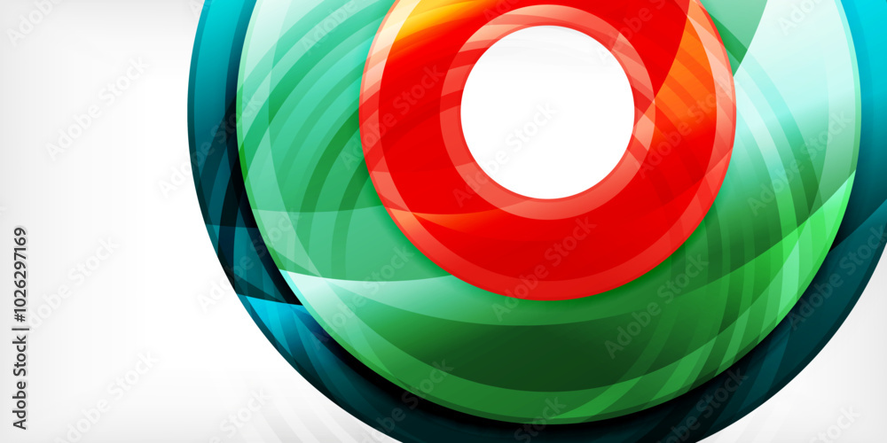 Fototapeta premium Bright colorful circles with light effects. Abstract background