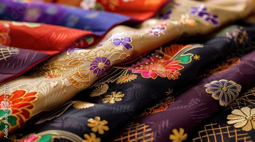 Traditional Japanese Obi Belts in Pastel Hues and Vibrant Patterns