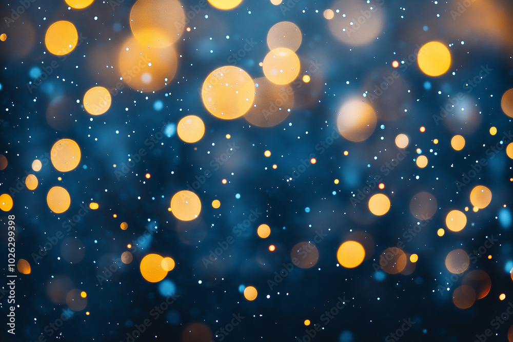 Fototapeta premium Snowfall bokeh lights on black background
