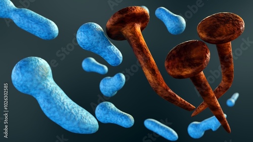 Tableau sur toile 3d rendering of Clostridium tetani is a bacterium that produces a potent neurotoxin called tetanospasmin