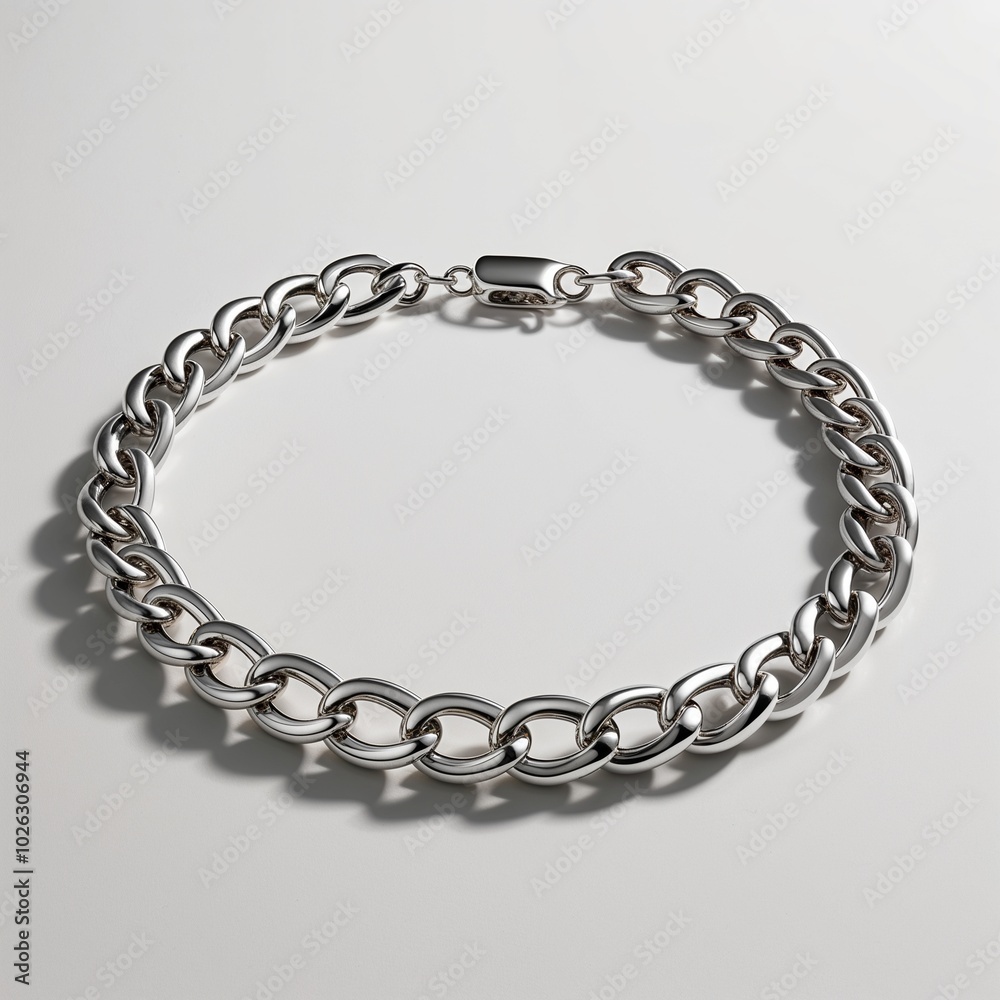 Obraz premium Rhodium coated silver Rolo chain sleek and durable