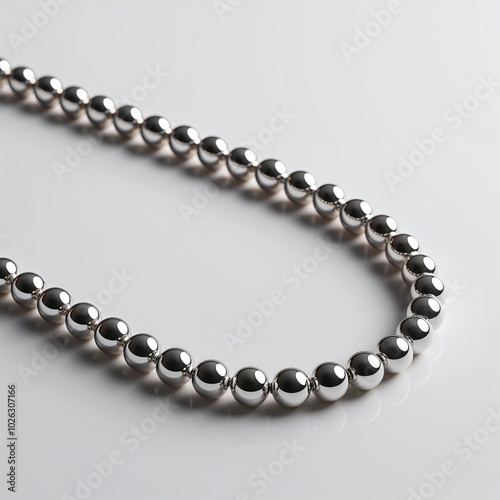 Rhodium plated sterling silver bead chain simple and chic photo