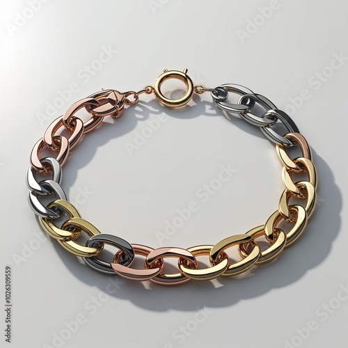 14k tri color gold Figaro chain mixed metal beauty photo