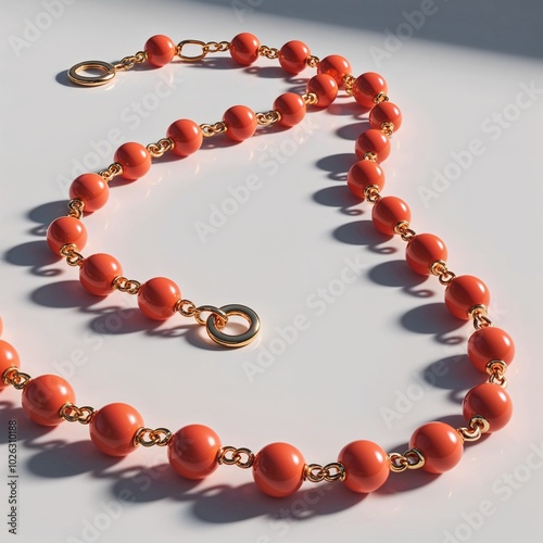 14k yellow gold chain with coral beads bold and striking