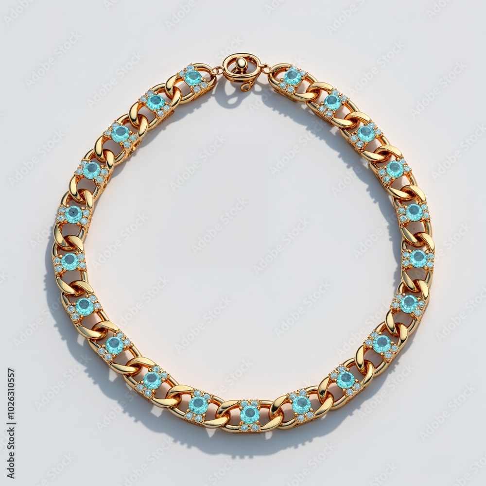 Fototapeta premium 18k yellow gold chain with topaz accents subtle and sophisticated