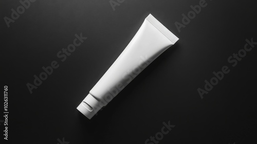 a minimalist cosmetic tube with a matte white background