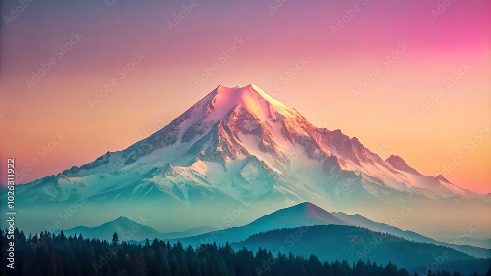 Fototapeta premium Mountain landscape with pastel colors of Mount Rainier