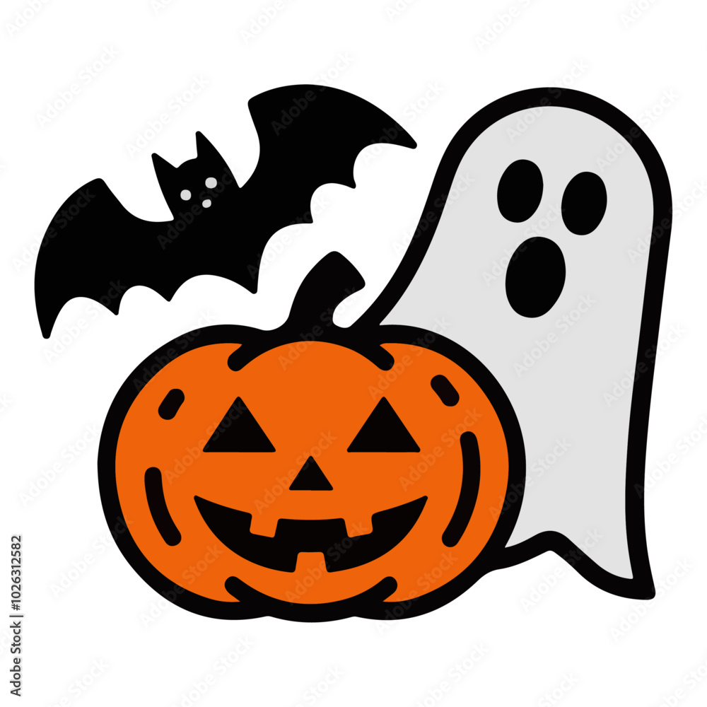 Fototapeta premium Halloween Pumpkin with knife icon Vector Illustration.