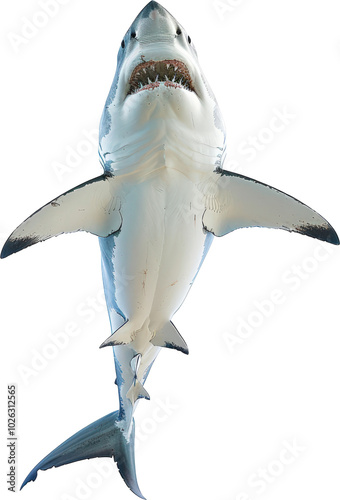 Great white shark swims up