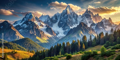 Fototapeta Naklejka Na Ścianę i Meble -  Mountain landscapes with leading lines