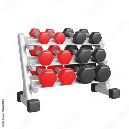 Set of dumbbells or Dumbbells holder 3D render icon