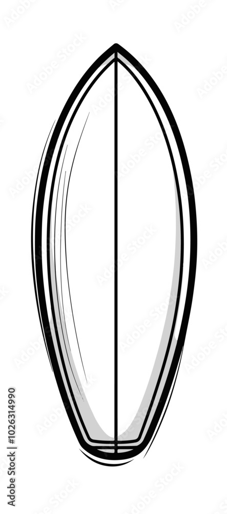 vector outline of a surfboard on a white background for a coloring book