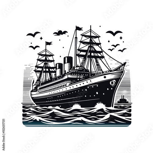 silhouette of a ship