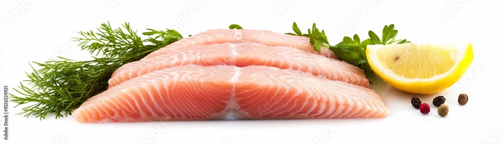 Fish meat, isolated on a clean white background Fish meat, isolated on a clean white background