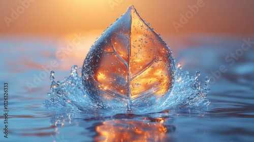 symbolic water droplet representing conservation and ecofriendliness captured in a clear pure form against a soft backdrop emphasizing the importance of sustainability and water preservation photo