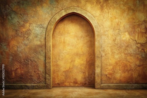 mysterious abstract archway in a textured wall, asymmetrical