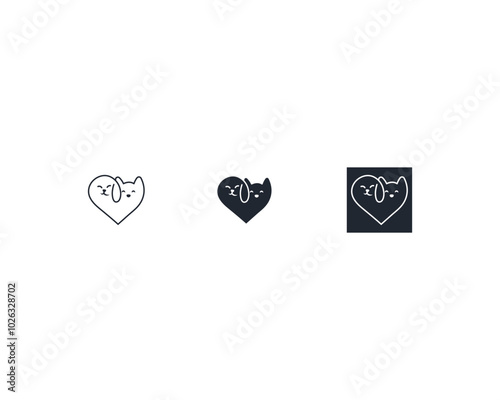 Dog and cat logo design template vector, line of pet logo design suitable for pet shop, store, cafe, business, hotel, veterinary clinic, Domestic animal vector illustration logotype, sign or symbol