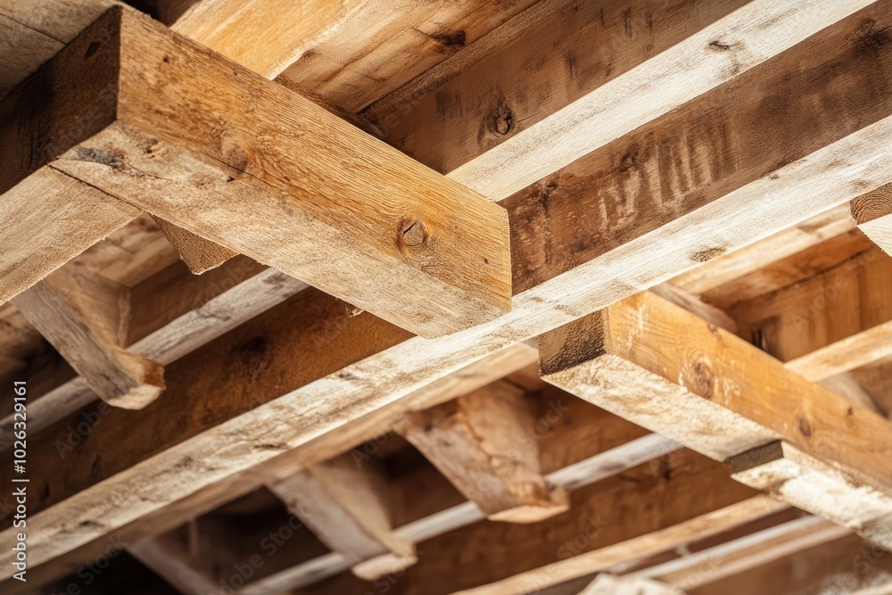 Interlocking Wooden Beams in a Building Structure Interlocking Wooden Beams in a Building Structure