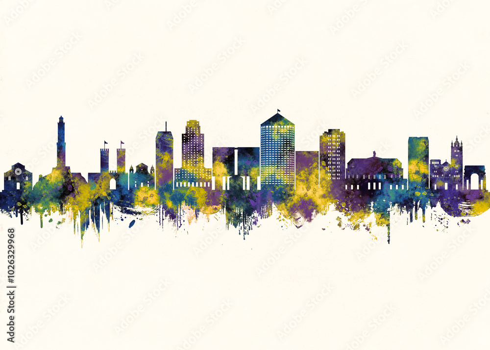 Obraz premium Genoa Italy City Skyline. Cityscape Skyscraper Buildings Landscape City Downtown Abstract Landmarks Travel Background Modern Art Architecture Business View Building Corporate