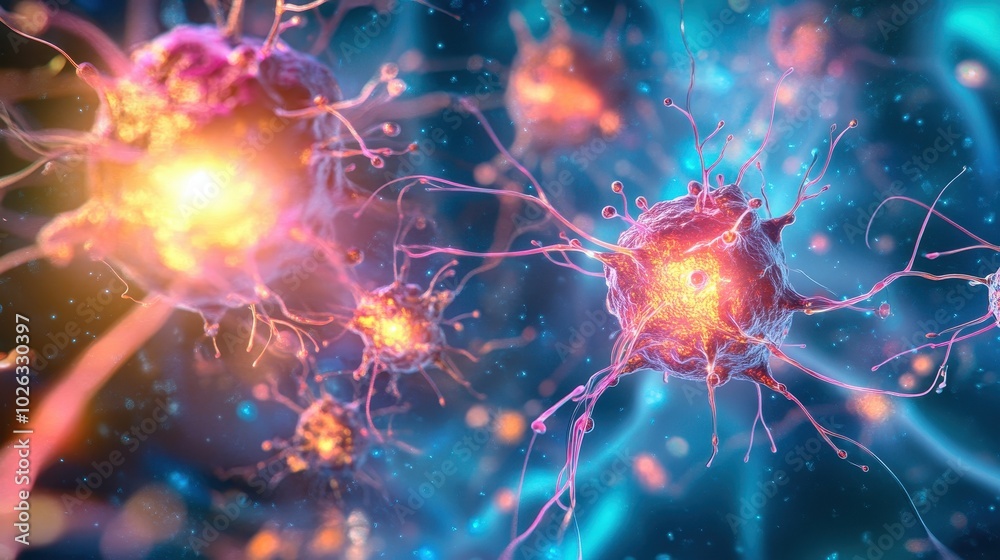 Obraz premium Microscopic View of Microorganisms in Action