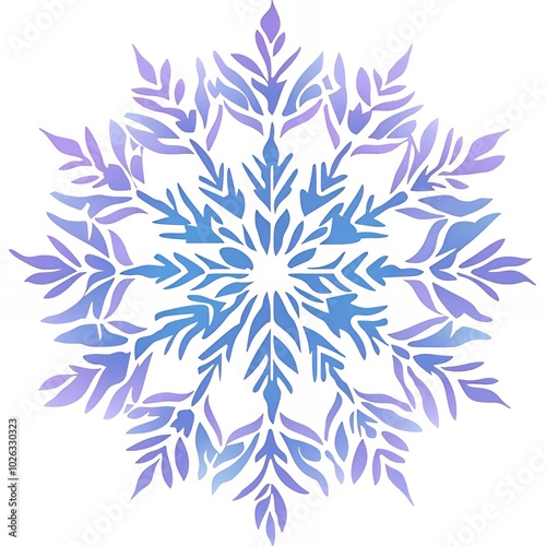 A delicate blue and purple snowflake design.