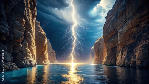 Mysterious lightning strikes in a narrow sea canyon